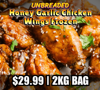 Unbreaded Honey Garlic Chicken Wings Frozen (2kg)