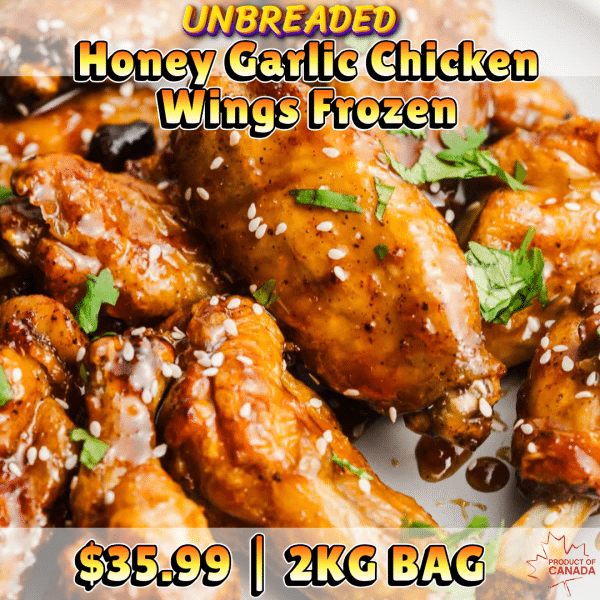 Unbreaded Honey Garlic Chicken Wings Frozen (2kg)