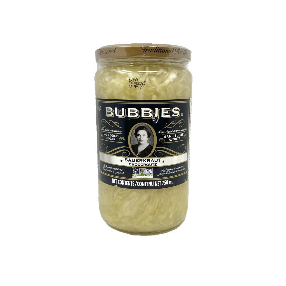 Bubbies Sauerkraut (750mL)