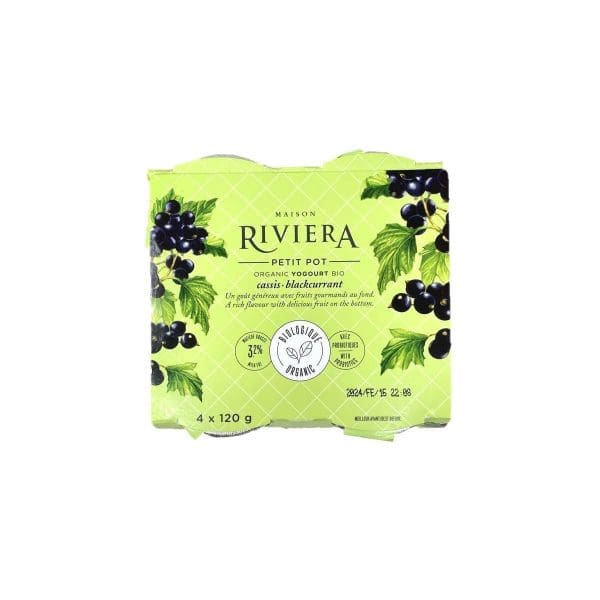 Maison Riviera Organic Yogurt Blackcurrant (4 x 120g)