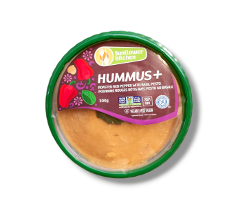 Sunflower Kitchen Hummus + Roasted Red Pepper with Basil Pesto (300g)