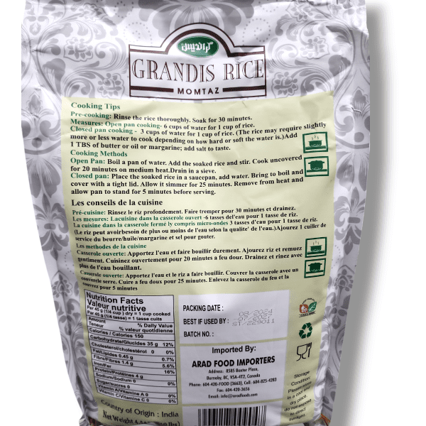 Grandis Rice Momtaz Basmati Sella Rice (10lbs) - Image 2