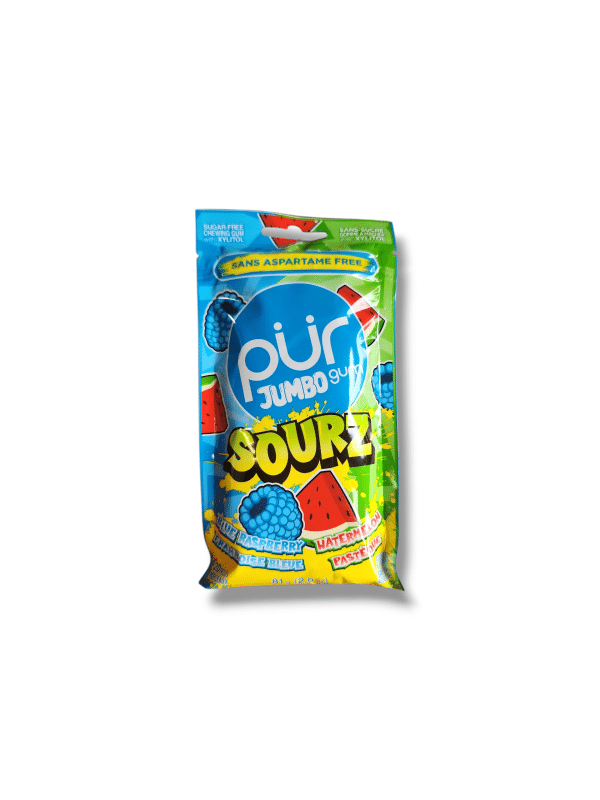 Pur Jumbo Gum Sourz Blue Raspberry & Watermelon (81g)