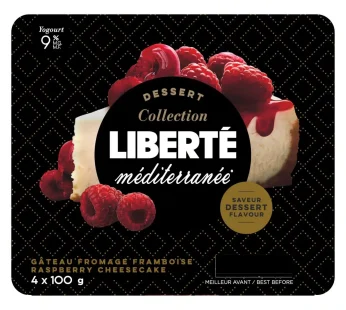 Liberte Mediterranee 9% Yogurt, Raspberry Cheesecake 4x100g