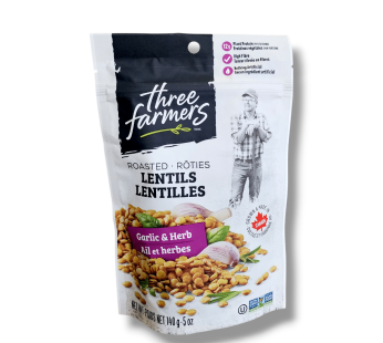 Three Farmers Roasted Lentils Garlic & Herb (140g)