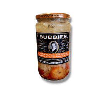 Bubbies Sauerkraut With Hot Pepper (750mL)